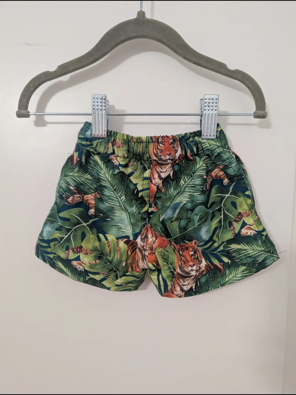 Posh Peanut Green‎ & Orange Tiger Print Swim Trunks Size 0-3m